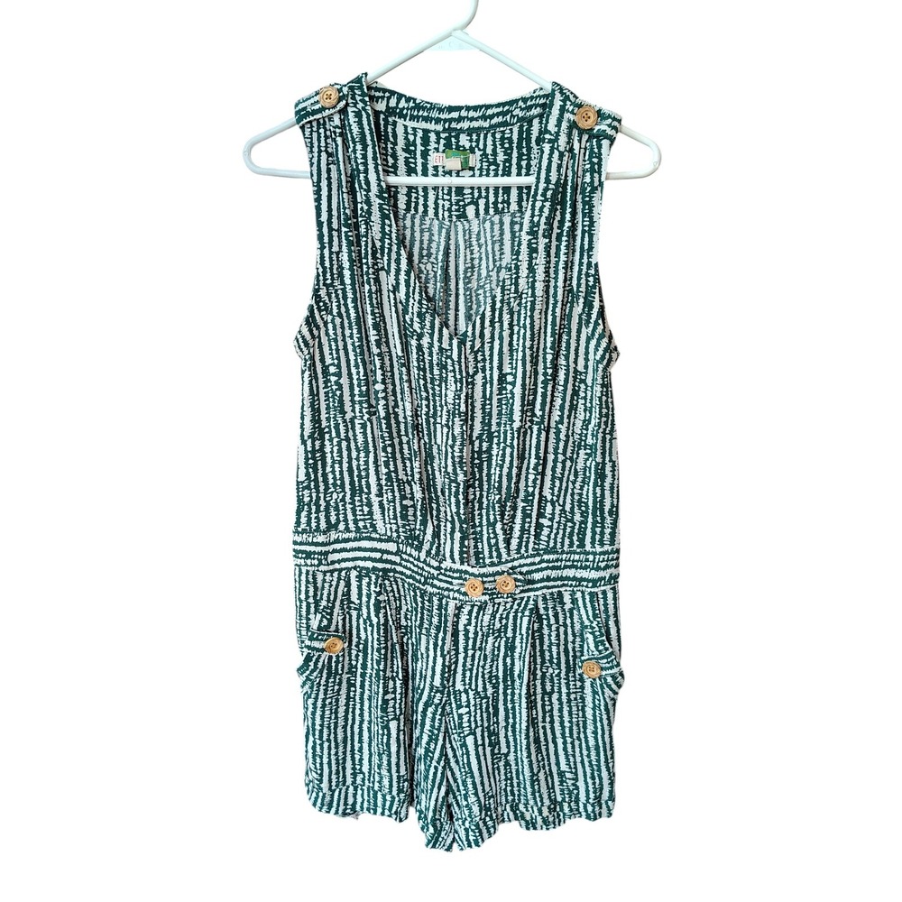 Anthropologie Ett Twa Romper Womens 4 Green striped